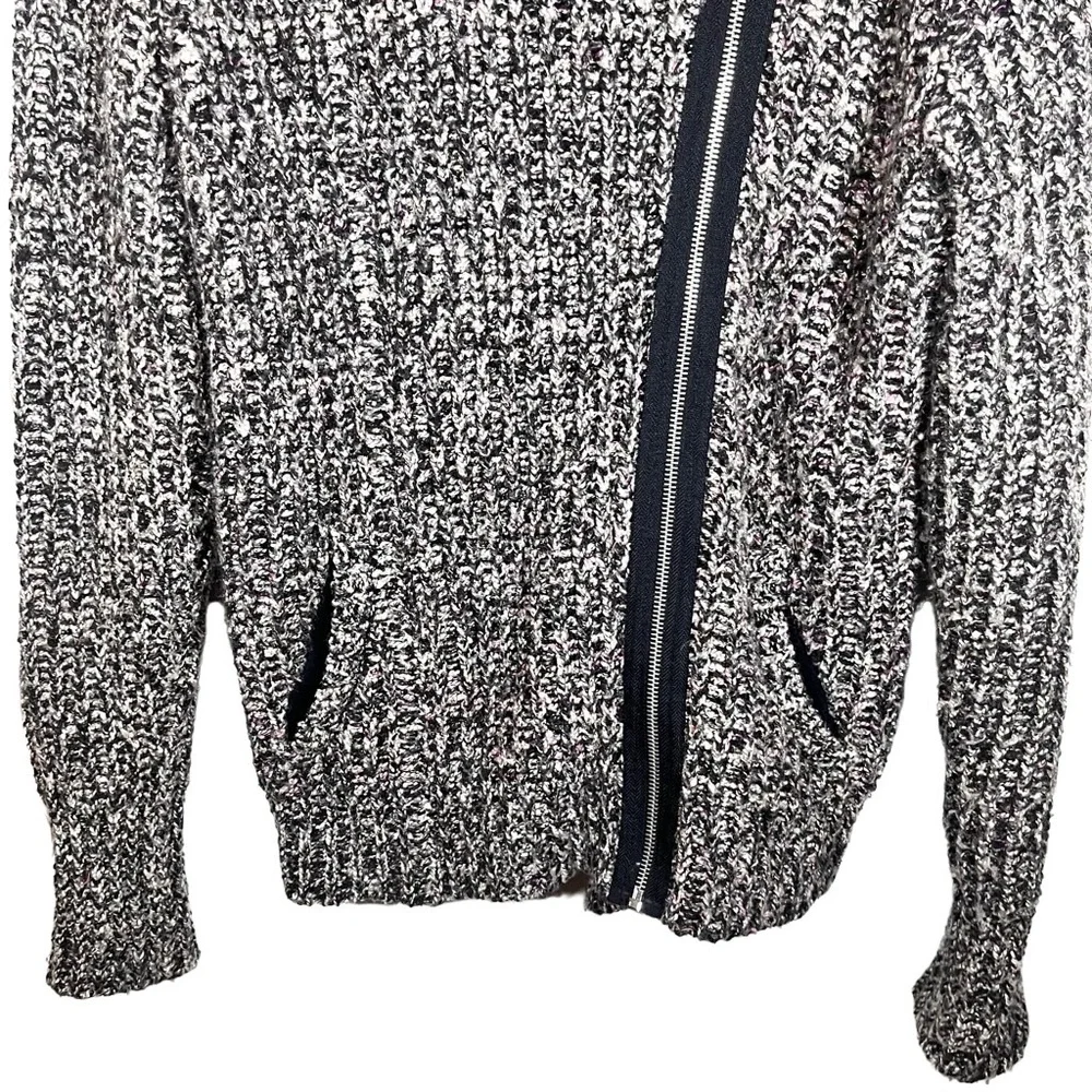 Free People Ribbed Knit Asymmetrical Zipper Moto Jacket Size Medium - Picture 6 of 8